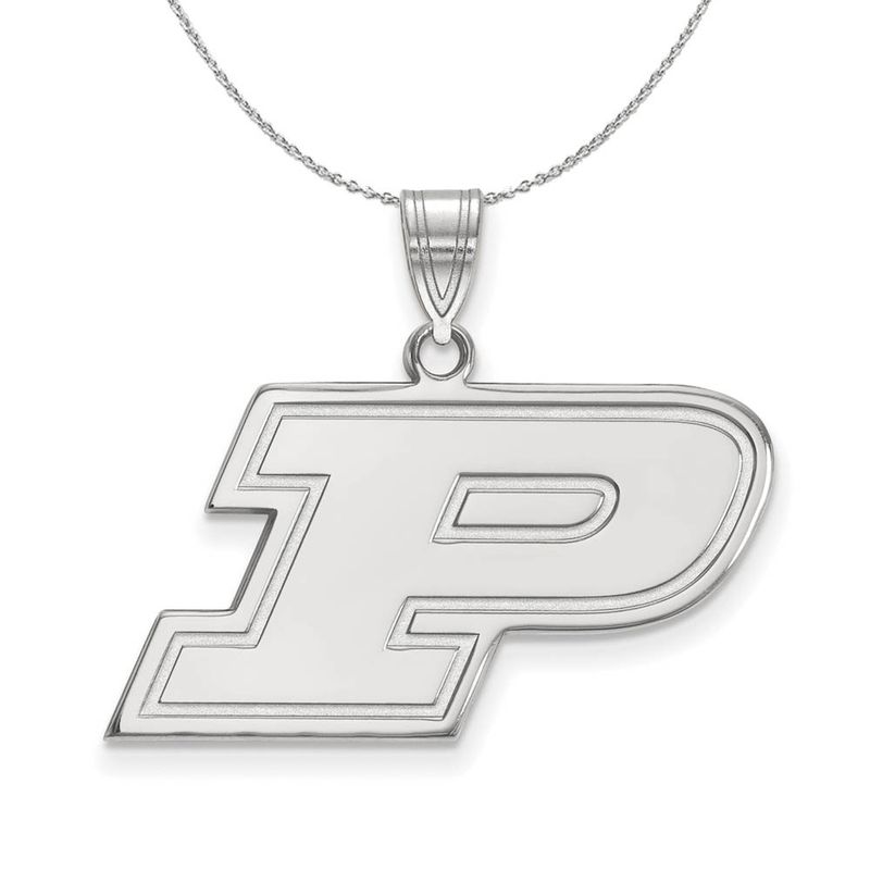Sterling Silver Purdue Medium Initial P Necklace - 24 Inch